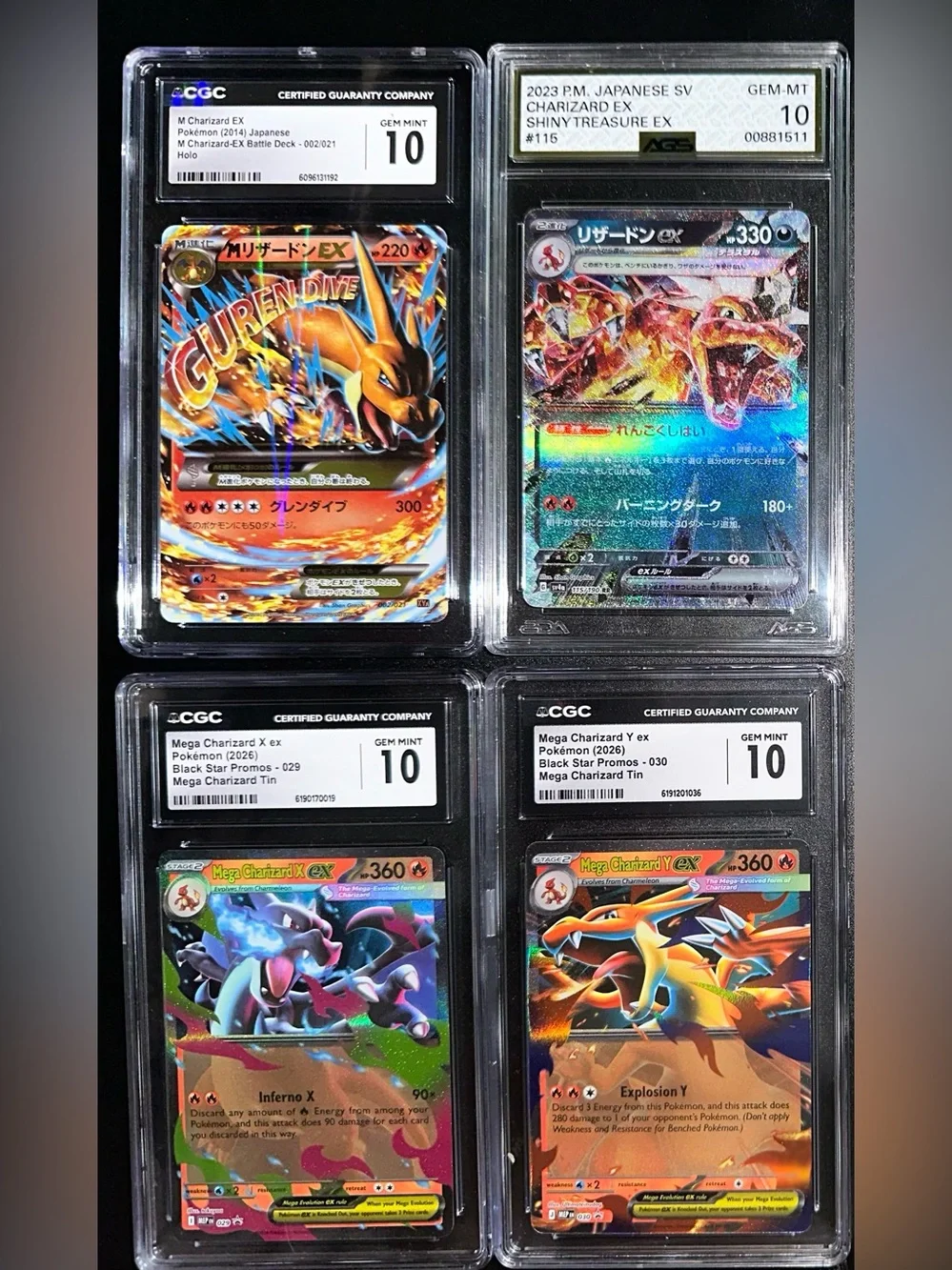 4 charizard lot graded 10 GCG AGS pokemon slabs OBO